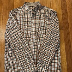 Johnston & Murphy Orange and Blue Plaid Shirt